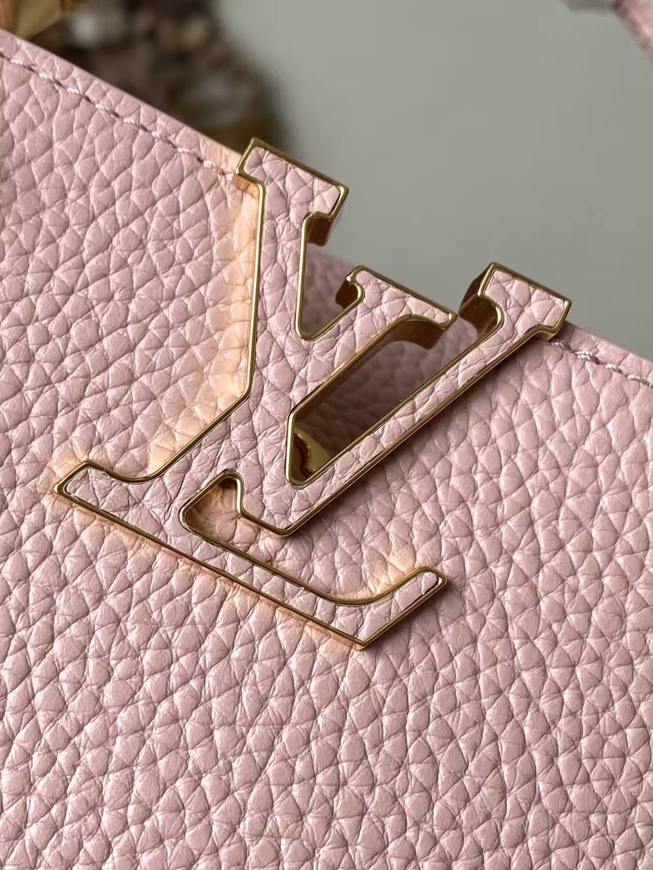 LV Capucines Mini Taurillon Leather Blush Pink Top Handle Bag