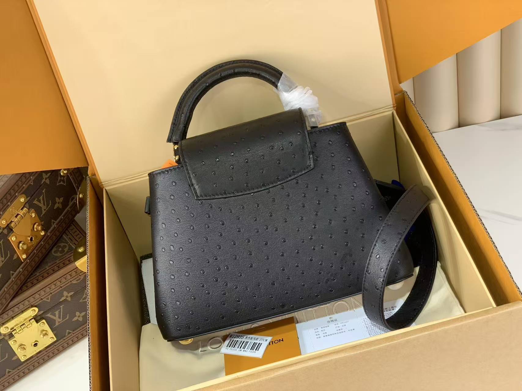 LV Capucines BB Ostrich Leather Handbag Crossbody Bag