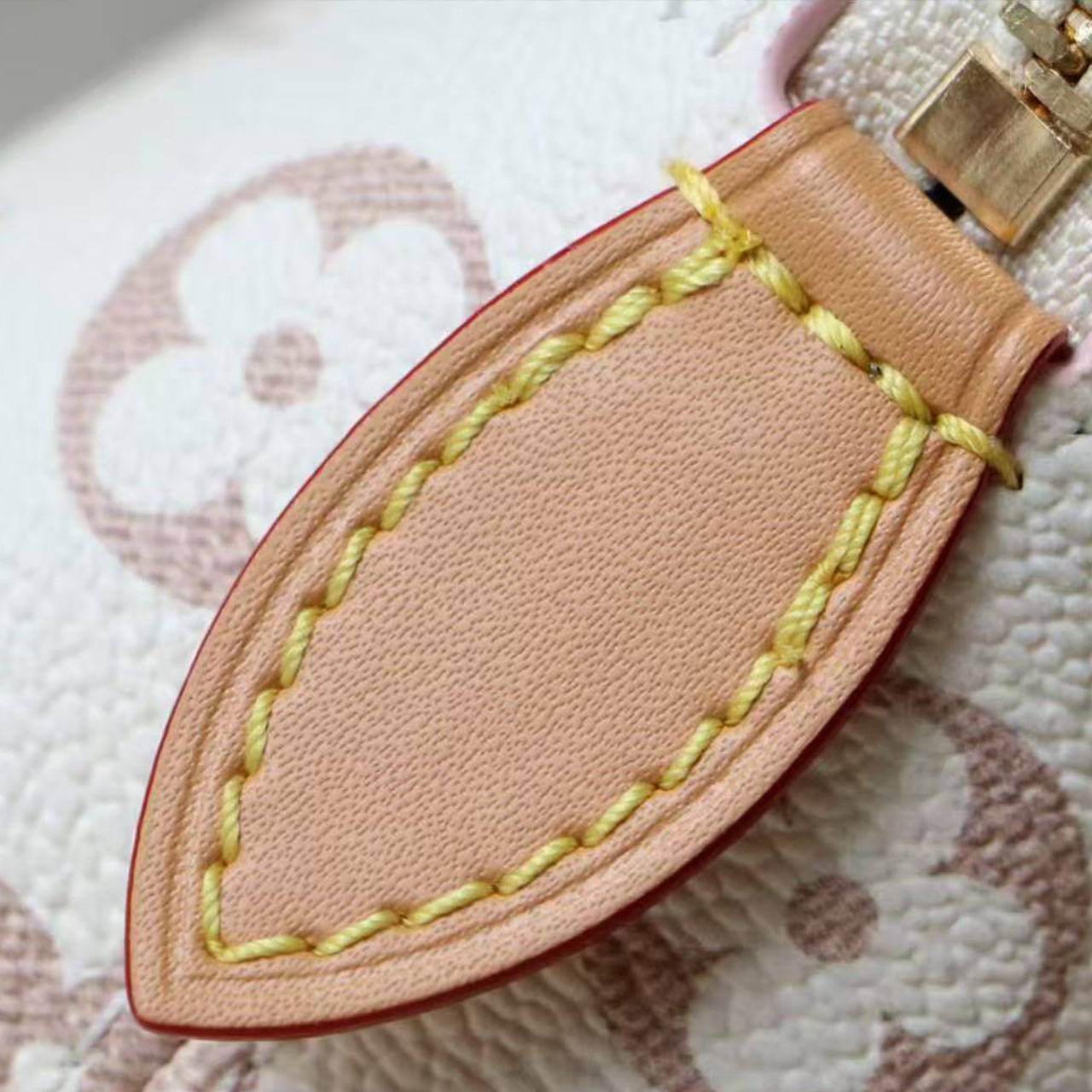 LV White Cherry Blossom Pink Monogram Arc Shaped Shell Underarm Bag