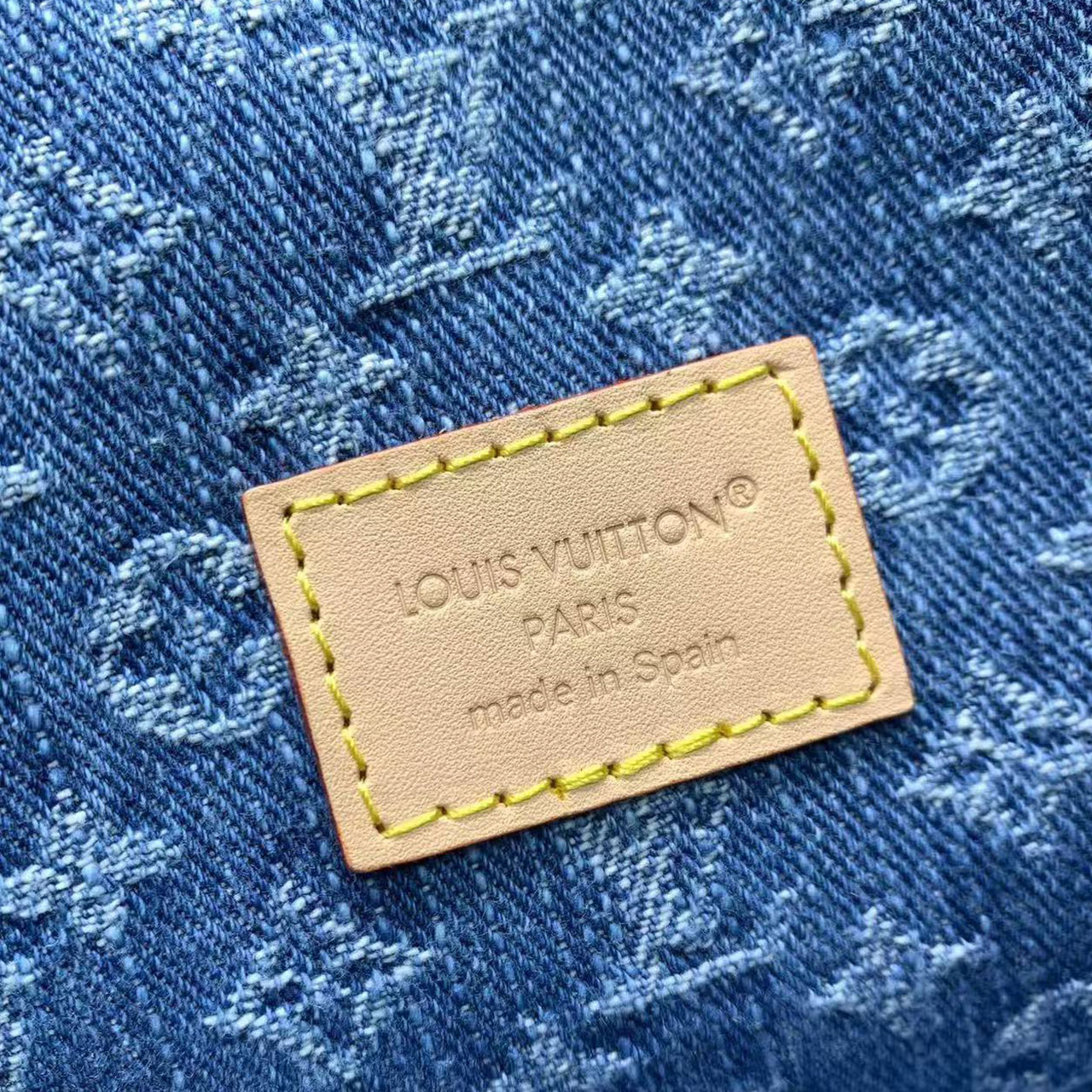 LV retro washed denim vintage flower stick armpit bag