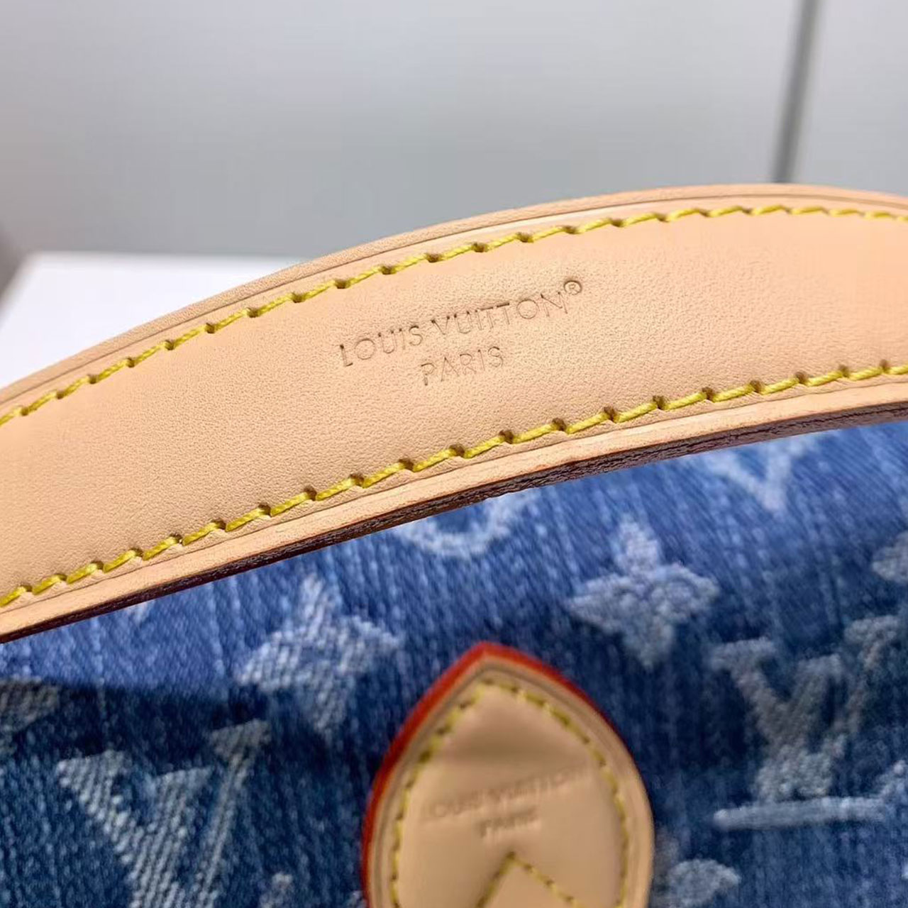 LV retro washed denim vintage flower stick armpit bag