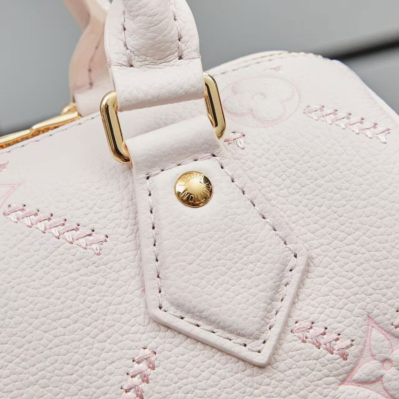 LV Speedy Nano Light Pink Embossed Leather Mini Boston Bag