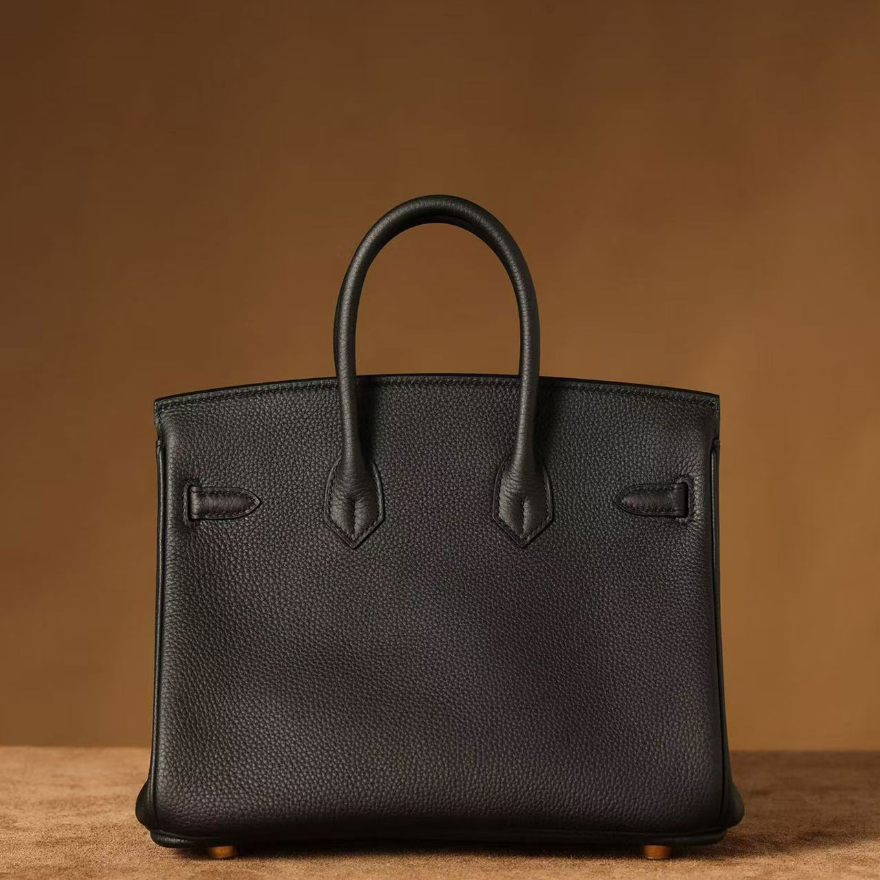 Herm è s Birkin 25 Black Togo Leather Gold Buckle Platinum Bag